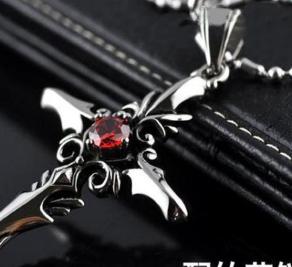 ***Garnet cross necklace